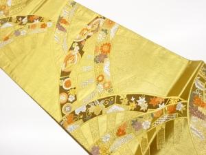 片輪車・鳳凰・花々模様織出し袋帯